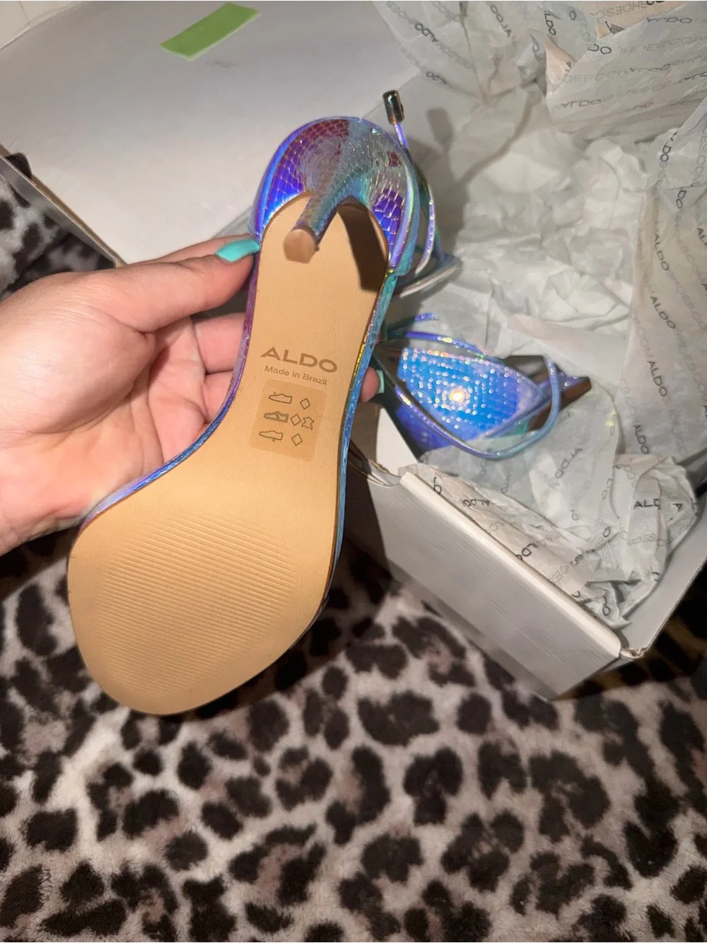Aldo Iridescent Blue/Purple Ankle-Strap Stiletto Heels